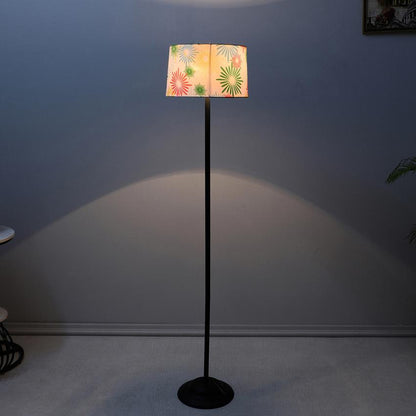 Delicate Floral Print with Satin Shade Design Metal Base Foldable Floor Lamp | 12 x 51 inches