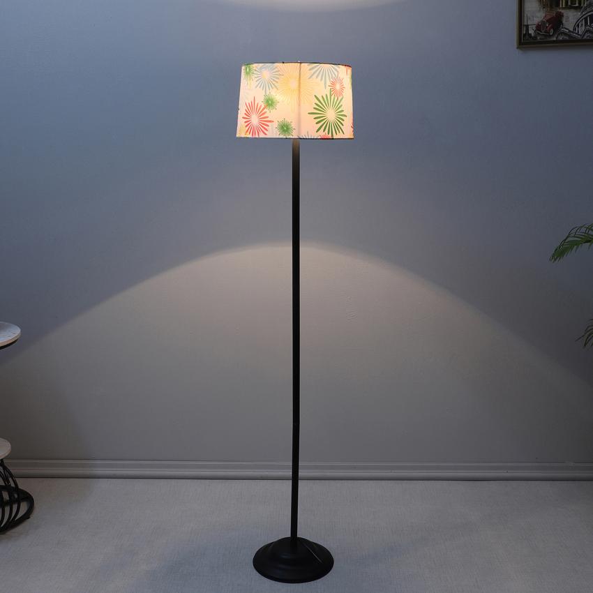 Delicate Floral Print with Satin Shade Design Metal Base Foldable Floor Lamp | 12 x 51 inches