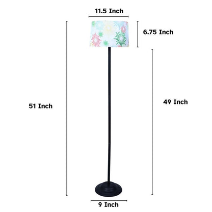 Delicate Floral Print with Satin Shade Design Metal Base Foldable Floor Lamp | 12 x 51 inches