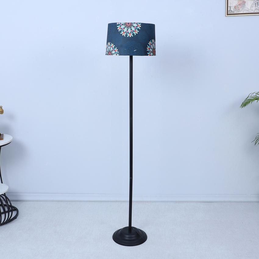 Timeless French Floral Print with Satin Shade Design Metal Base Foldable Floor Lamp | 12 x 51 inches