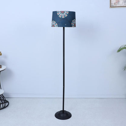 Timeless French Floral Print with Satin Shade Design Metal Base Foldable Floor Lamp | 12 x 51 inches