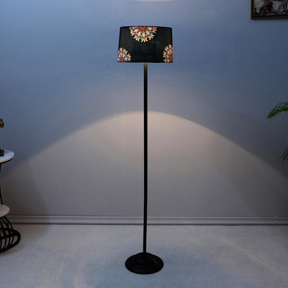 Timeless French Floral Print with Satin Shade Design Metal Base Foldable Floor Lamp | 12 x 51 inches