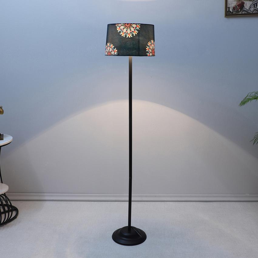 Timeless French Floral Print with Satin Shade Design Metal Base Foldable Floor Lamp | 12 x 51 inches