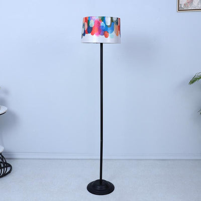 Modern Abstract Print with Satin Shade Design Metal Base Foldable Floor Lamp | 12 x 51 inches