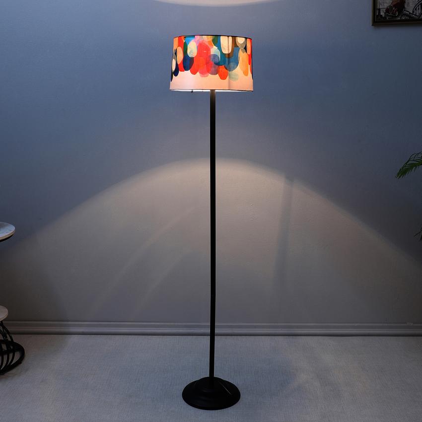 Modern Abstract Print with Satin Shade Design Metal Base Foldable Floor Lamp | 12 x 51 inches