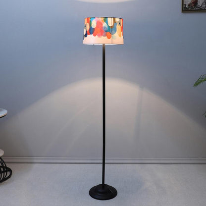 Modern Abstract Print with Satin Shade Design Metal Base Foldable Floor Lamp | 12 x 51 inches