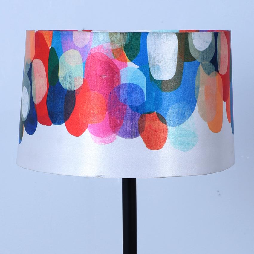 Modern Abstract Print with Satin Shade Design Metal Base Foldable Floor Lamp | 12 x 51 inches