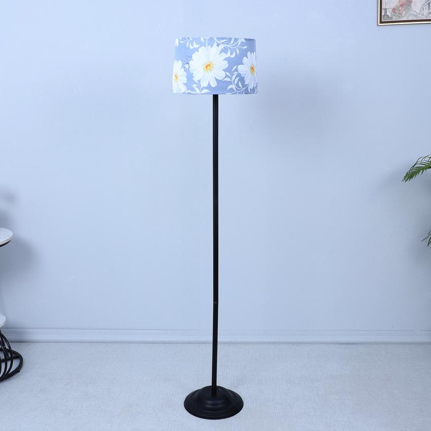 Graceful Narcissus Floral Print with Satin Shade Design Metal Base Foldable Floor Lamp | 12 x 51 inches