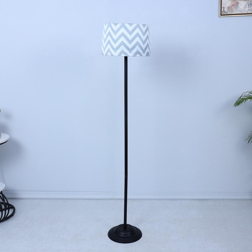 Sophisticated Maze Print with Satin Shade Design Metal Base Foldable Floor Lamp | 12 x 51 inches