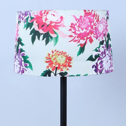 Classic Carnation Print with Satin Shade Design Metal Base Foldable Floor Lamp | 12 x 51 inches