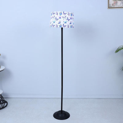 Charming Butterfly Print with Satin Shade Design Metal Base Foldable Floor Lamp | 12 x 51 inches