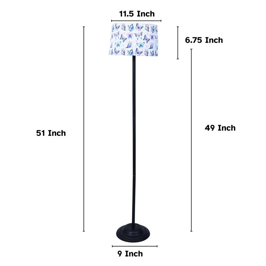 Charming Butterfly Print with Satin Shade Design Metal Base Foldable Floor Lamp | 12 x 51 inches