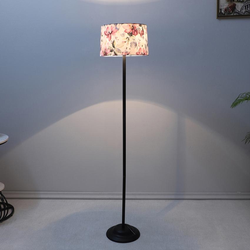 Vibrant Cobra Saffron Print with Satin Shade Design Metal Base Foldable Floor Lamp | 12 x 51 inches