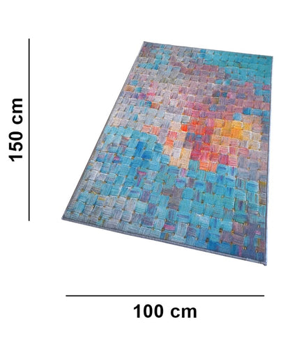 Oil Squares Abstract  Anti-Slip Rug | 3 x 5 Ft