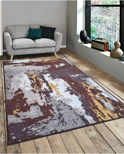 Abstract Brown Anti-Slip Rug | 3 x 5 Ft