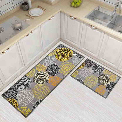 Floral Nylon Anti-Slip Kitchen Runner & Mat Set