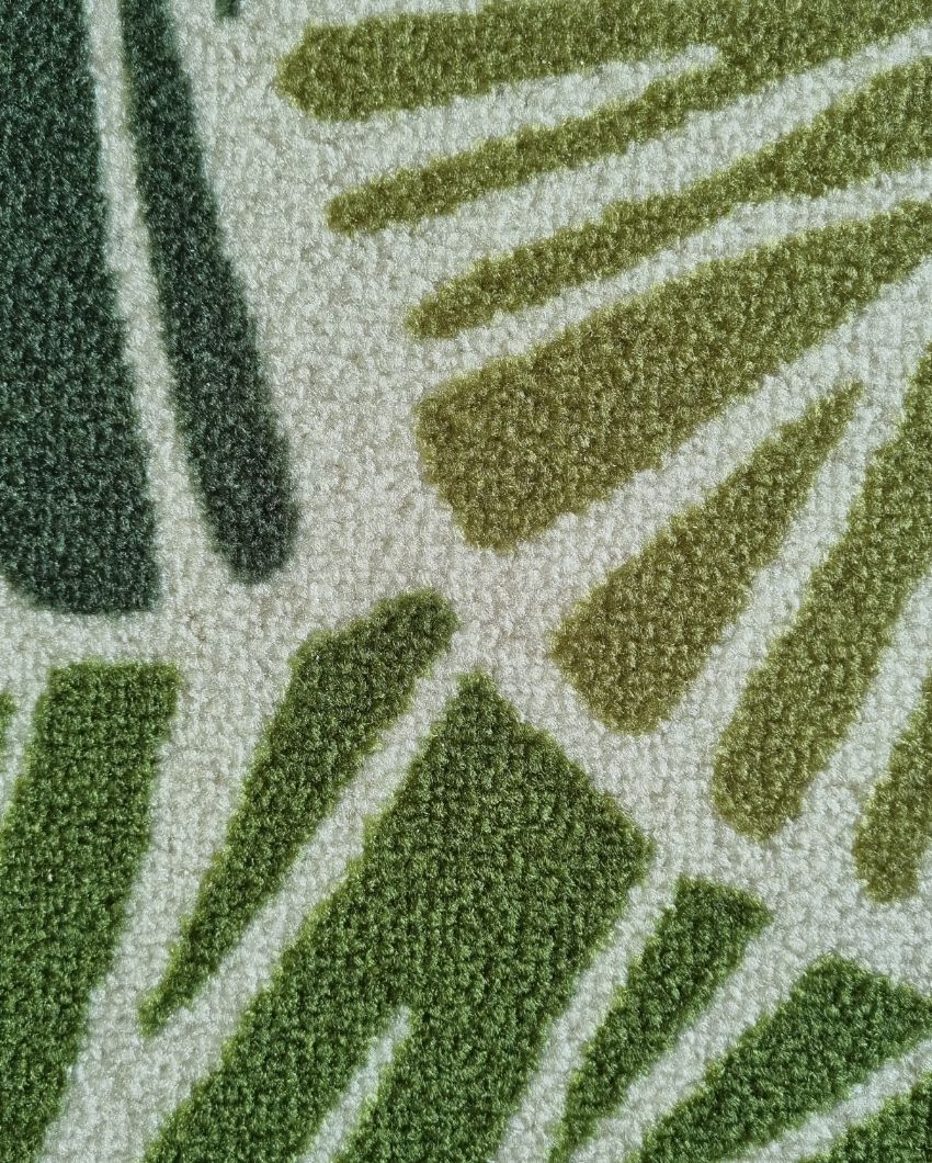 Green Lotus Leaf Pattern Anti-Slip Rug | 3 x 5 Ft