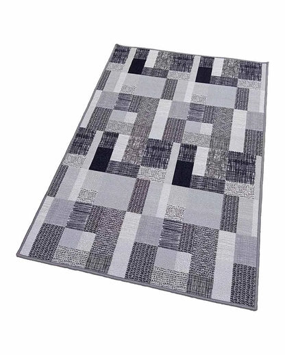 Elite Grey Geometric Anti-Slip Nylon Area Rug | 3 x 5 Ft