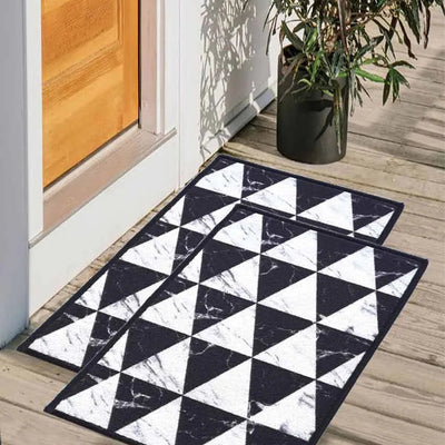 Marble Triangles Geometric Anti-Slip Nylon Door Mats | Set of 2 | 24x16 inch