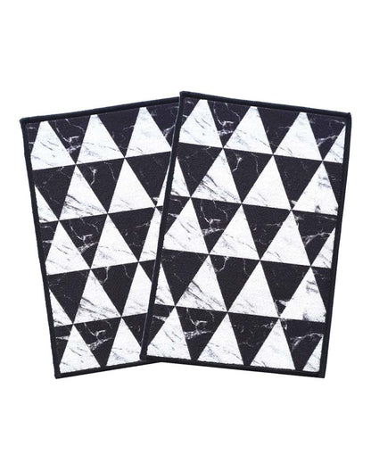 Marble Triangles Geometric Anti-Slip Nylon Door Mats | Set of 2 | 24x16 inch