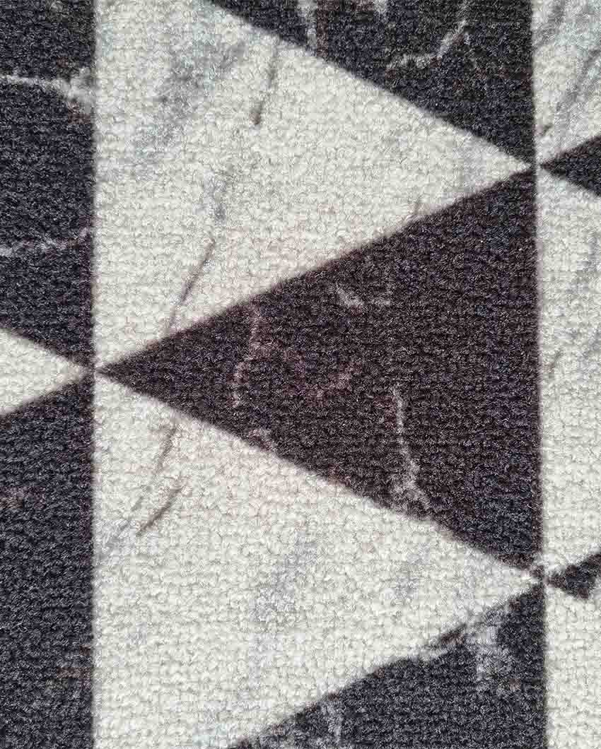 Black Marble Geometric Nylon Anti-Slip Runner & Floor Mat Set