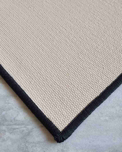 Beige Geometric Border Nylon Anti-Slip Runner & Floor Mat Combo | Pack of 2