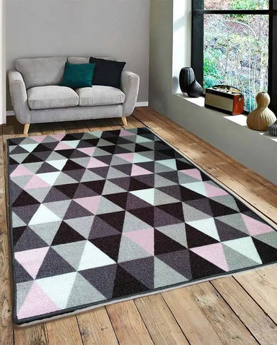 Geometric Triangles Anti-Slip Nylon Area Rug | 3 x 5 ft