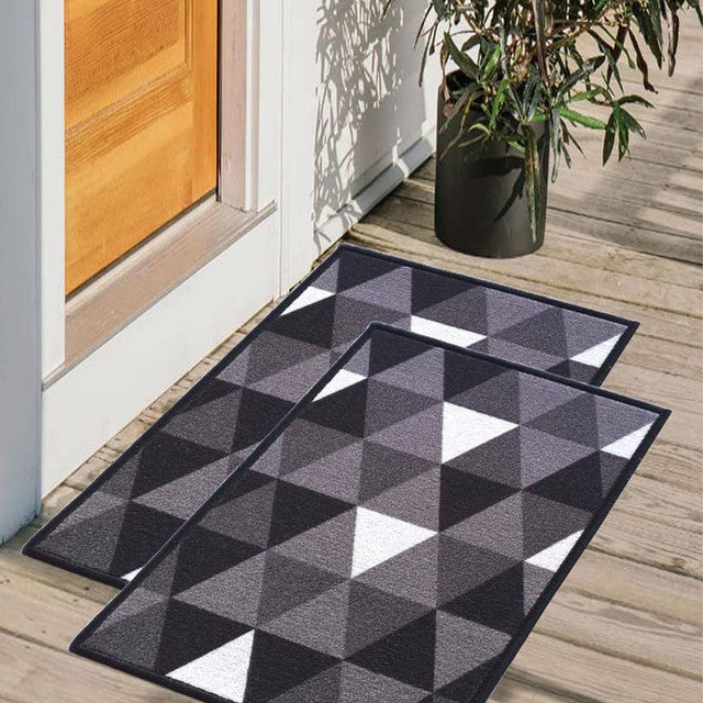 Triangles Geometric Anti-Slip Nylon Door Mats | Set of 2 | 24x16 inch