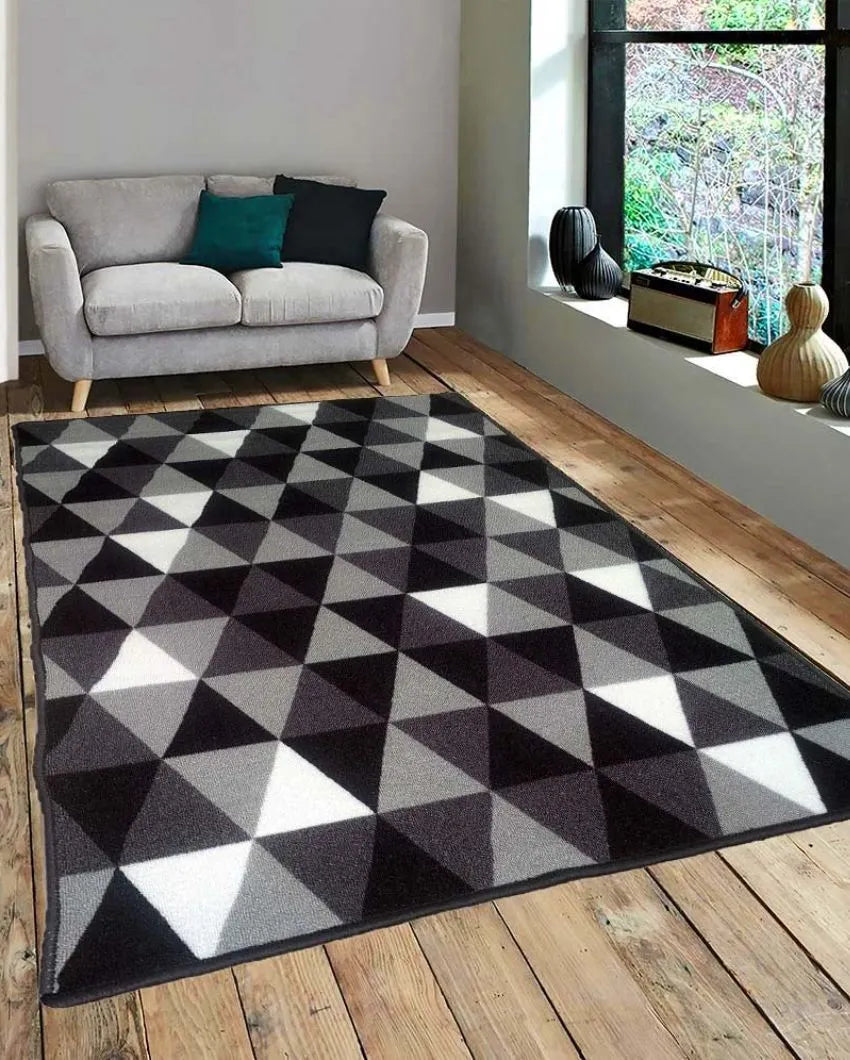 Black Triangles Design Anti-Slip Rug | 3 x 5 Ft