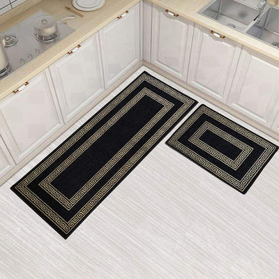 Symmetric Key Greek Anti-Slip Kitchen Runner & Floor Mat Set