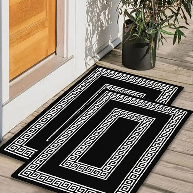 Double Line Greek Anti-Slip Multipurpose Door Mats | Set of 2 | 24 x 16 inches