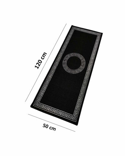 Round Circle Greek Nylon Anti-Slip Runner Floor Mat | 47x20 inches