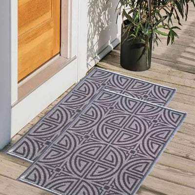 Arabesque Greek Anti-Slip Nylon Door Mats | Set of 2 | 24 x 16 inch