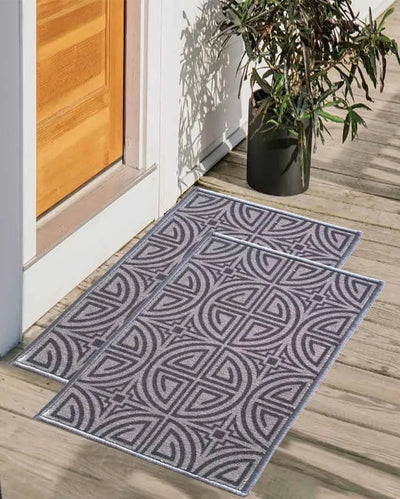 Arabesque Greek Anti-Slip Nylon Door Mats | Set of 2 | 24x16 inch