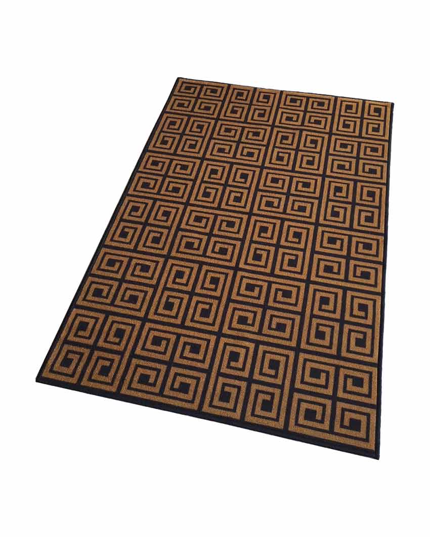 Simple Box Line Printed Anti-Slip Rug |3 x 5 Ft Brown