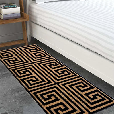 Symmetric Key Greek Nylon Anti-Slip Runner Floor Mat | 47x20 inches