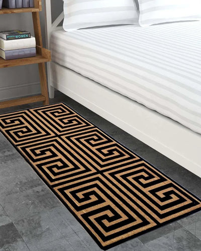 Symmetric Key Greek Nylon Anti-Slip Runner Floor Mat | 47x20 inches