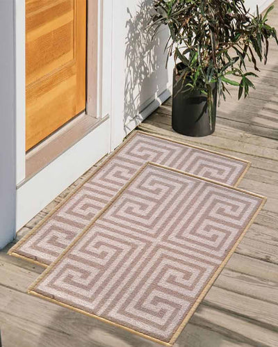 Round Key Greek Anti-Slip Nylon Door Mats | Set of 2 | 24x16 inch