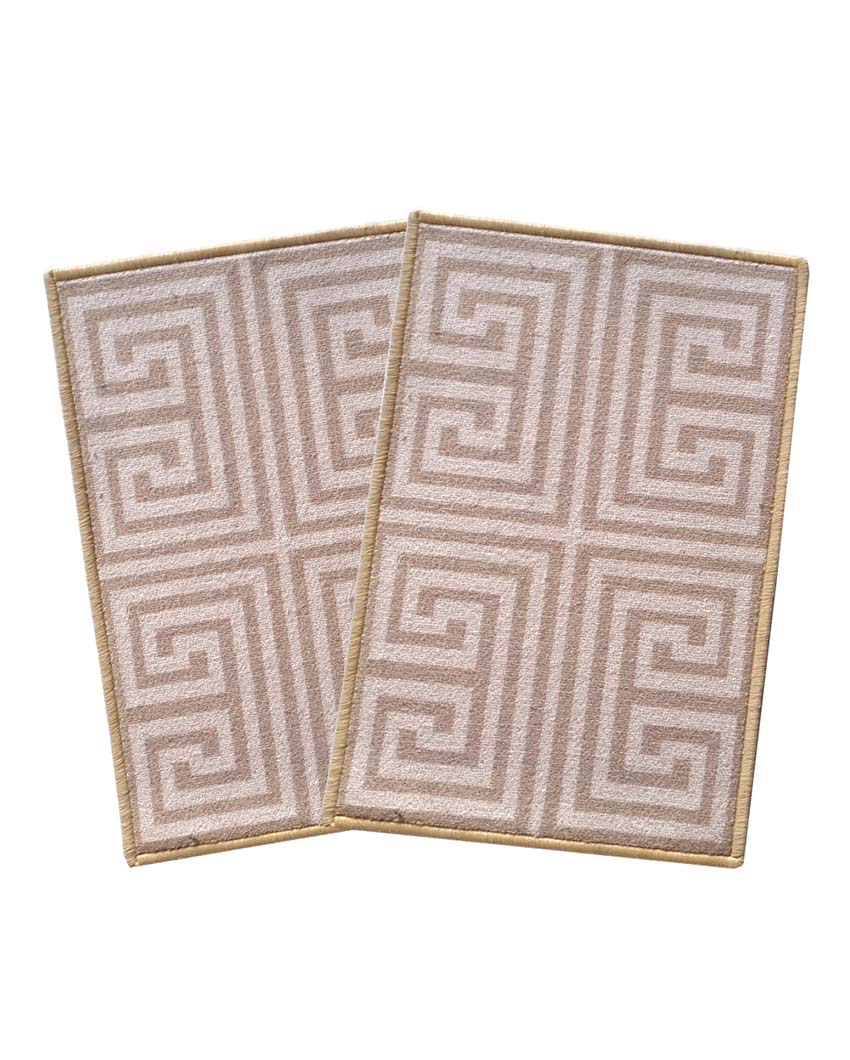 Round Key Greek Anti-Slip Nylon Door Mats | Set of 2 | 24x16 inch