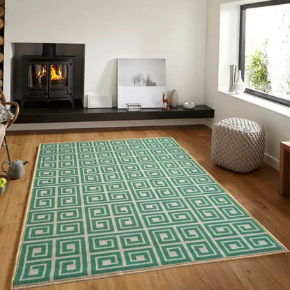 Simple Box Line Printed Anti-Slip Nylon Area Rug | 3 x 5 Ft