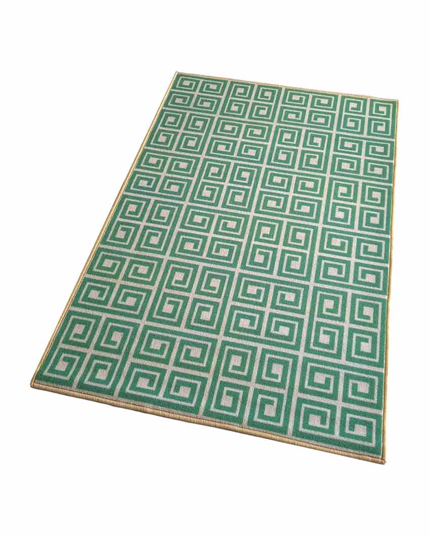 Simple Box Line Printed Anti-Slip Rug |3 x 5 Ft Green