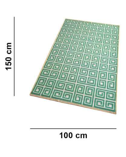 Simple Box Line Printed Anti-Slip Rug |3 x 5 Ft Green