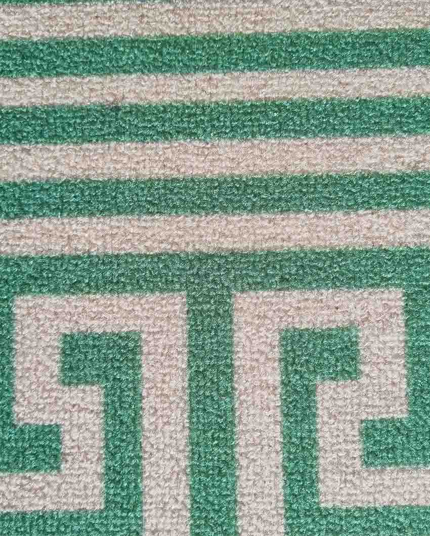 Symmetric Key Greek Nylon Anti-Slip Runner & Floor Mat Set Green