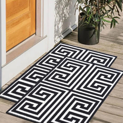 Symmetric Key Greek Anti-Slip Multipurpose Door Mats | Set of 2 | 24 x 16 inches