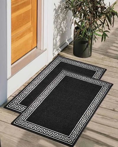 Single Line Greek Anti-Slip Nylon Door Mats | Set of 2 | 24x16 inch