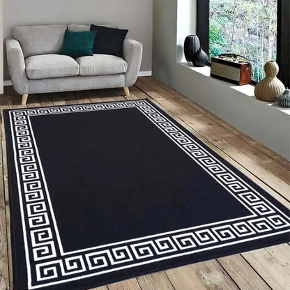 Greek Anti-Slip Black Single Line Nylon Rug | 5 X 3 Ft