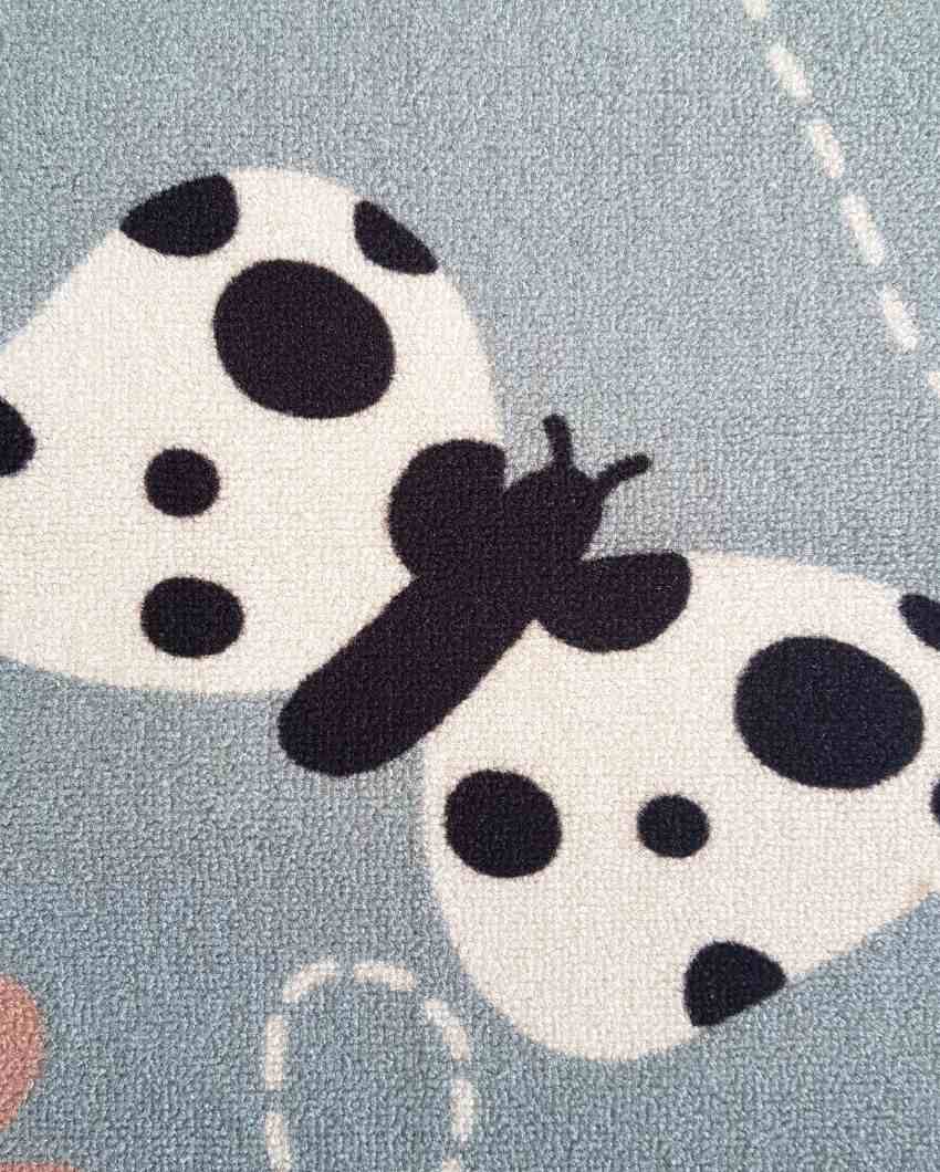 Blue Animals Giraffe Printed Kids Nylon Carpet | 5 x 3 Feet