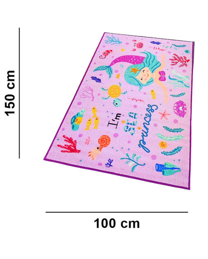 Purple Mermaid Princess Printed Kids Nylon Carpet | 5 x 3 Feet