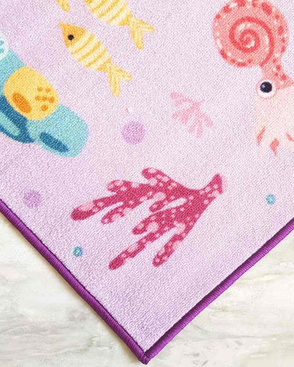 Purple Mermaid Princess Printed Kids Nylon Carpet | 5 x 3 Feet