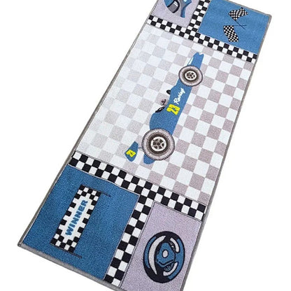 Blue Racing Car Anti Slip Floor Runner | 47 x 20 inches